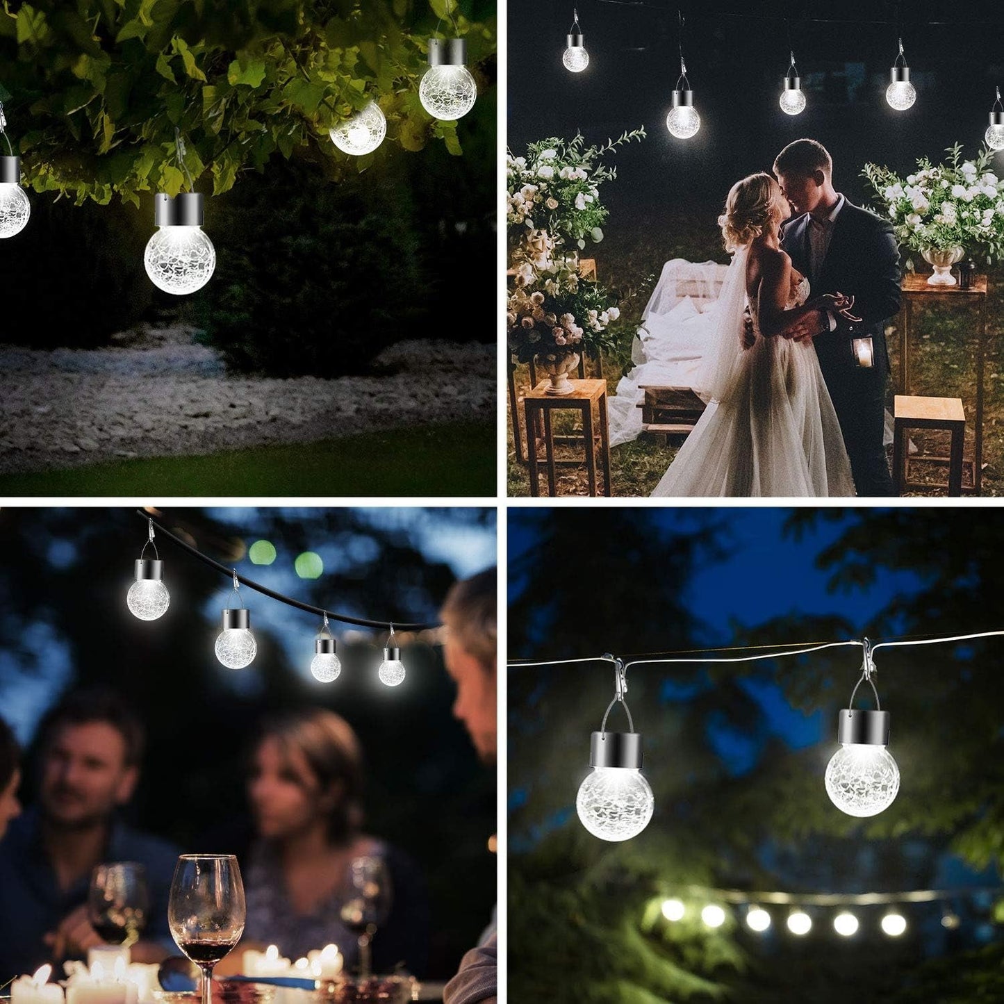 Solar Hanging Globe Lights Waterproof Cold White 24 Pack