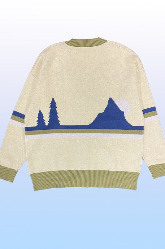 Retro mountain vista knit cardigan