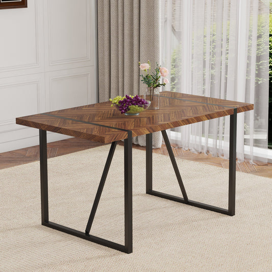 A minimalist retro rectangular dining table with a specially textured