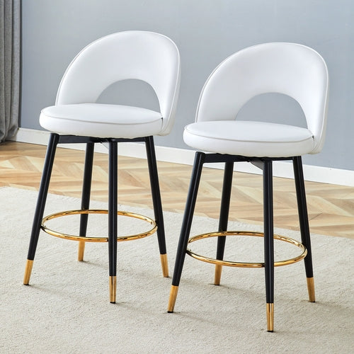 360 ° rotatable bar chair.Modern White PU comfortable upholstered bar