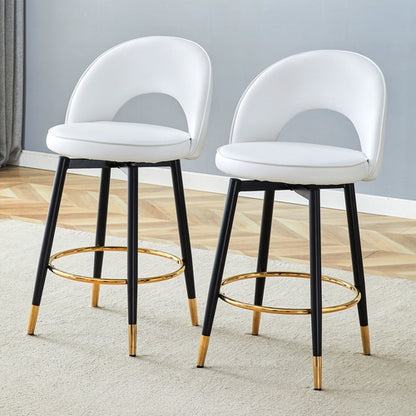 360 ° rotatable bar chair.Modern White PU comfortable upholstered bar