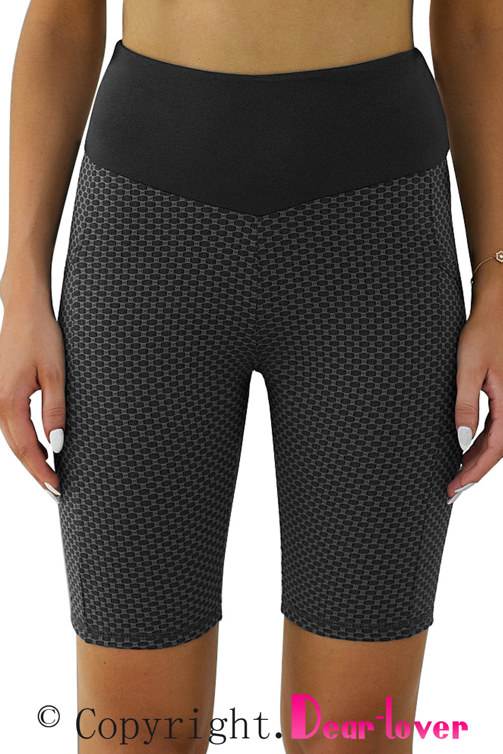 Black Side Pockets Ruched Butt Lifting Yoga Shorts