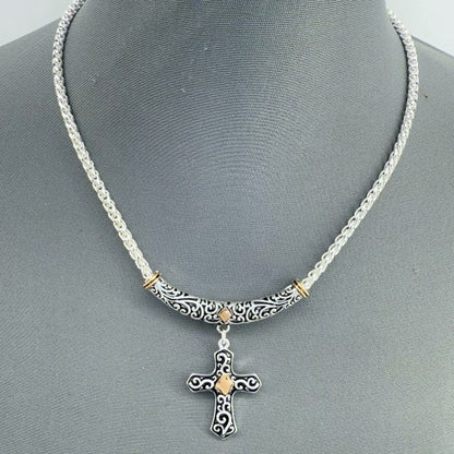 Two Tone Gold and Silver Finish Filigree Necklace