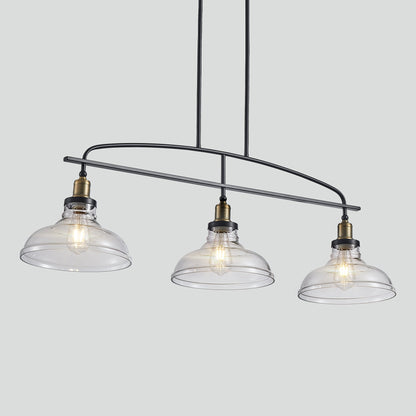 45' Industrial 3-Light Pendant Chandelier with Clear Glass Shades,