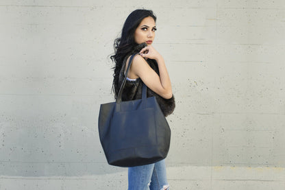 Journalist Style Leather Tote Bag