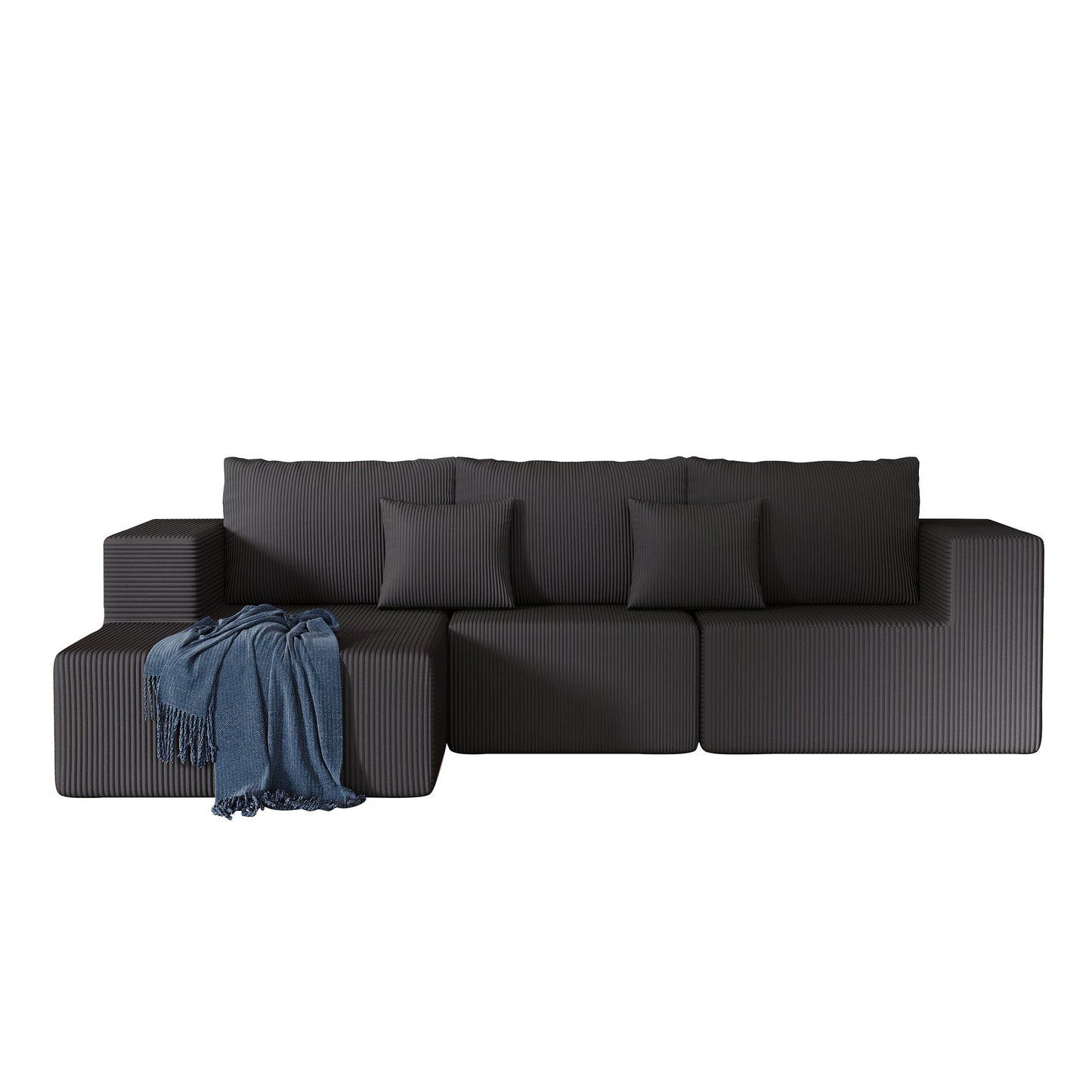 108.3' Sectional Foam Couch,L Shape Sofa with Chaise Lounge,Modular