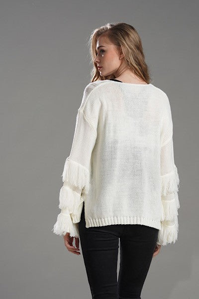 Fringe knit sweater