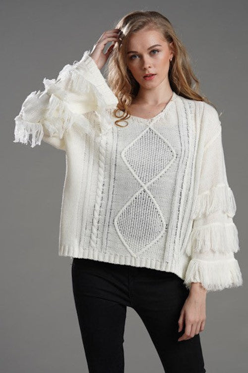 Fringe knit sweater