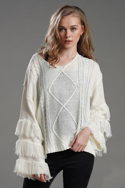 Fringe knit sweater