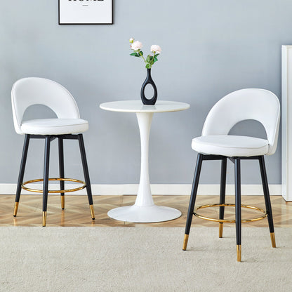 360 ° rotatable bar chair.Modern White PU comfortable upholstered bar