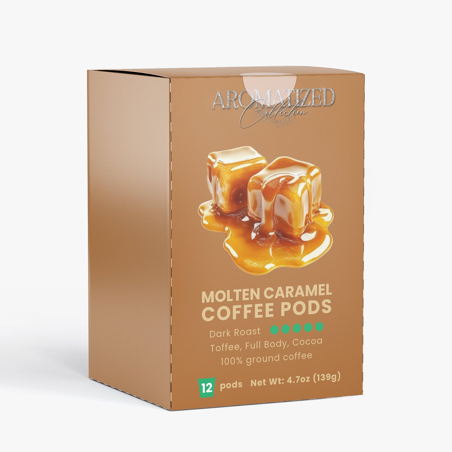 Molten Caramel Coffee Pods (Dark Roast) Toffee, Full Body, Cocoa