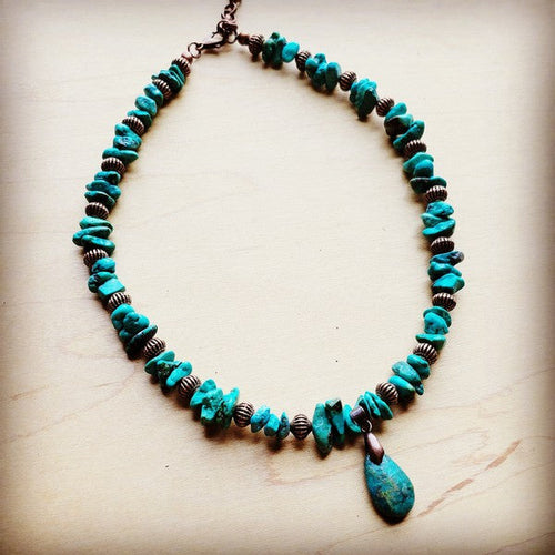 Genuine Turquoise Necklace w/ Teardrop Pendant
