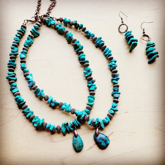 Genuine Turquoise Necklace w/ Teardrop Pendant