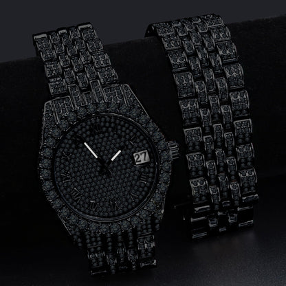 ICED OUT PURPUREUS 5-LINK WATCH & BRACELET SET I 530703