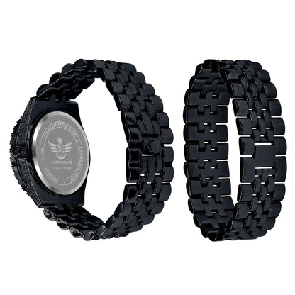 ICED OUT PURPUREUS 5-LINK WATCH & BRACELET SET I 530703