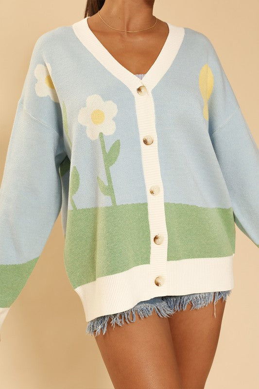 Charming Flower knit cardigan