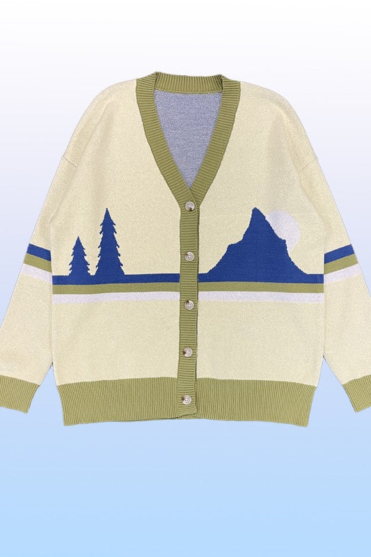 Retro mountain vista knit cardigan