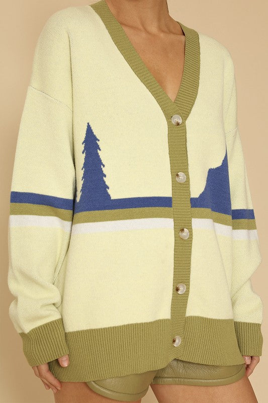 Retro mountain vista knit cardigan
