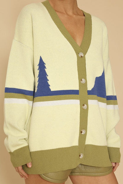 Retro mountain vista knit cardigan