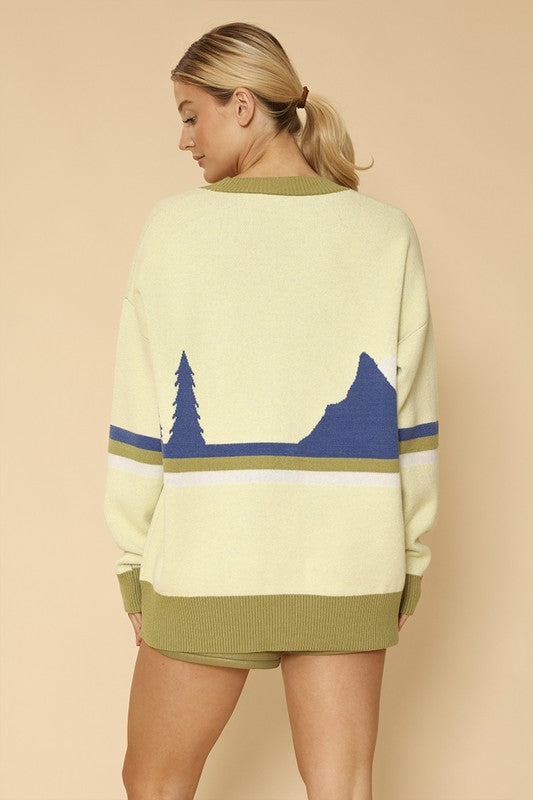 Retro mountain vista knit cardigan