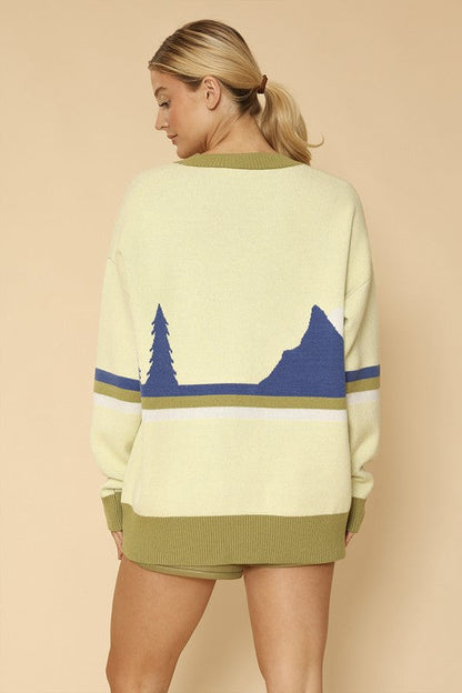 Retro mountain vista knit cardigan