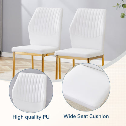 Luxury Simple Chair - Set of 4 White PU Material High Resilience