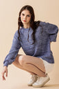 Round Neck Balloon Sleeve Heathered Sweater