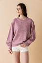 Round Neck Balloon Sleeve Heathered Sweater