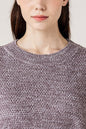 Round Neck Balloon Sleeve Heathered Sweater