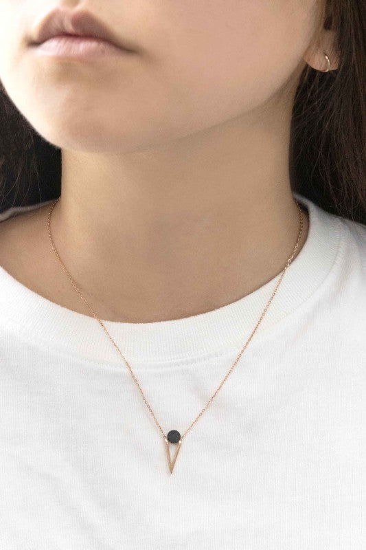Tensly Point Stone Necklace | Rose Gold (14K)