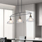 45' Industrial 3-Light Pendant Chandelier with Clear Glass Shades,