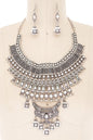 Vintage Inspired Boho Statement Bib Necklace Set