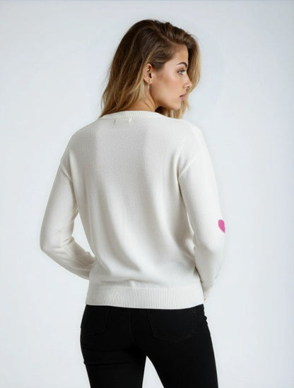 Heart Print Knit Sweater