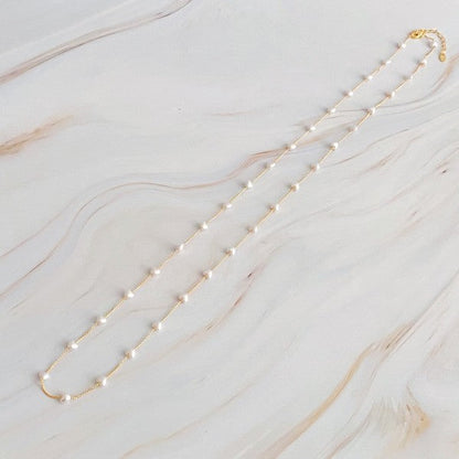 Pearl Heart Long Chain Necklace