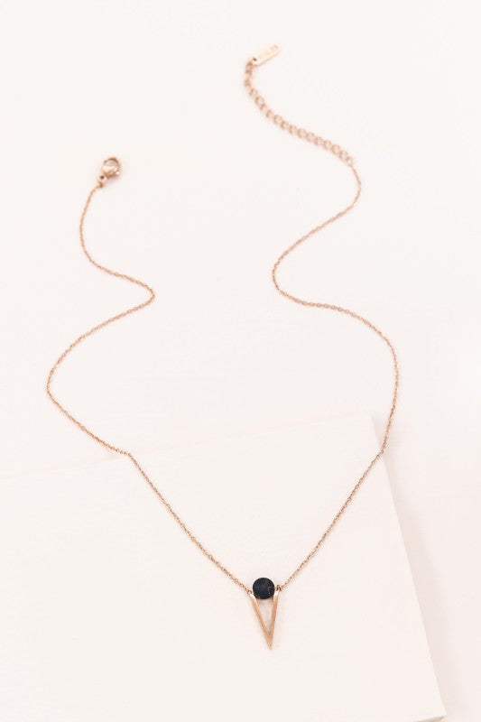 Tensly Point Stone Necklace | Rose Gold (14K)