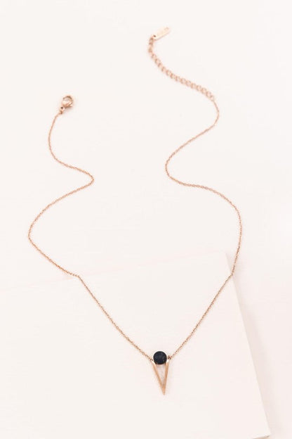 Tensly Point Stone Necklace | Rose Gold (14K)