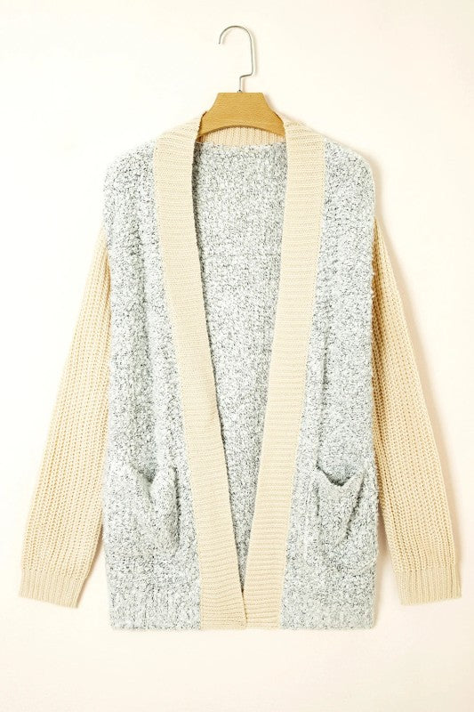 Stylish Open Front Pocketed Cardigan