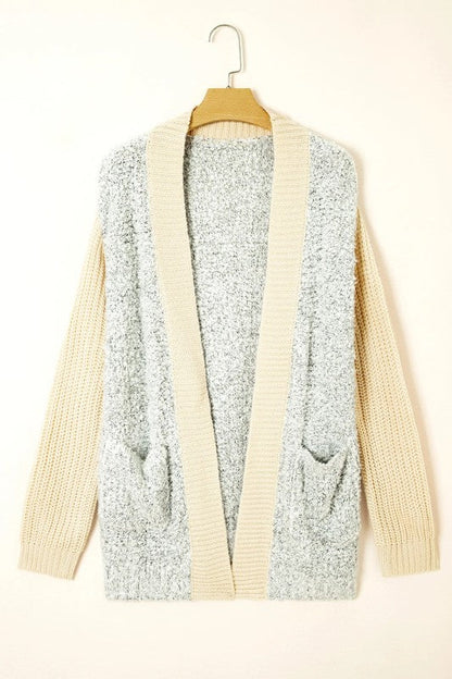 Stylish Open Front Pocketed Cardigan
