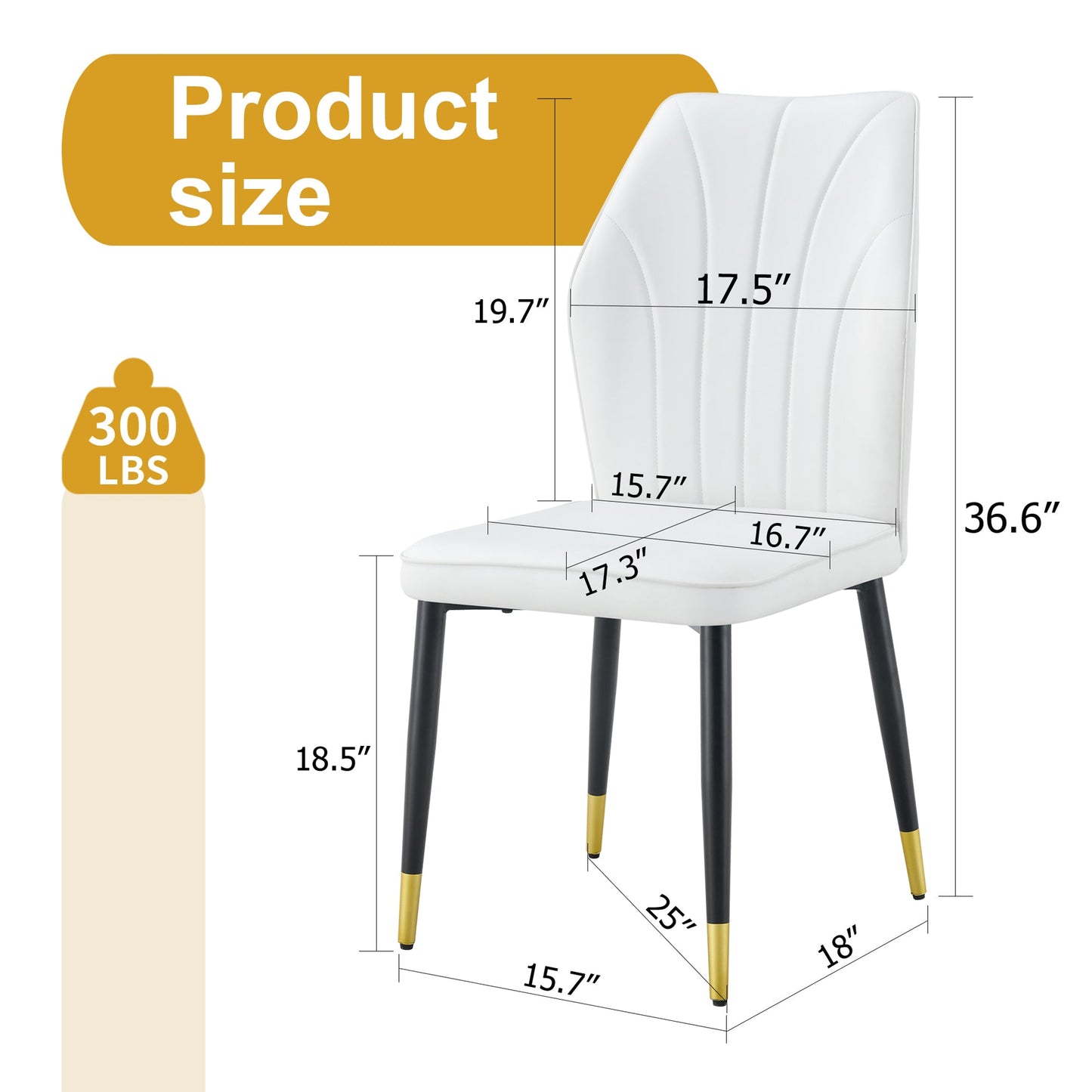 4 modern dining chairs with stylish PU patterned backrest and black