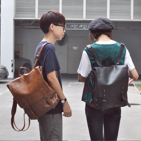 PU Leather Travel Backpack Leather Men Laptop Backpack Male Large