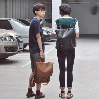 PU Leather Travel Backpack Leather Men Laptop Backpack Male Large