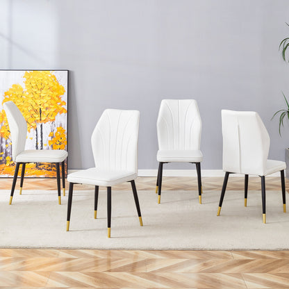 4 modern dining chairs with stylish PU patterned backrest and black