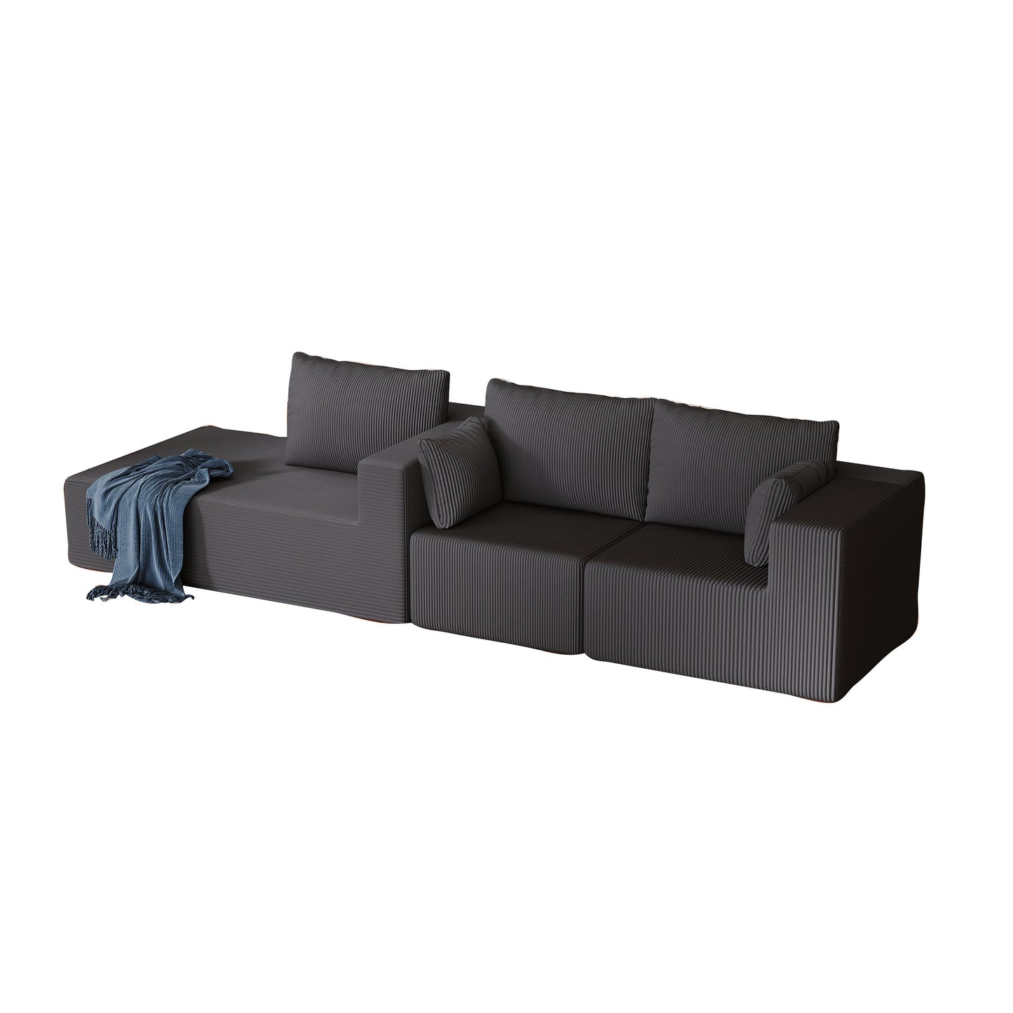 108.3' Sectional Foam Couch,L Shape Sofa with Chaise Lounge,Modular