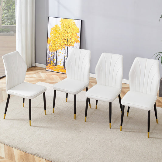 4 modern dining chairs with stylish PU patterned backrest and black