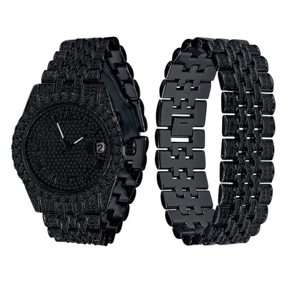 ICED OUT PURPUREUS 5-LINK WATCH & BRACELET SET I 530703