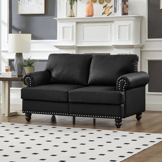 59.5' Modern Classic Design with Nails Living Room Loveseat Leather