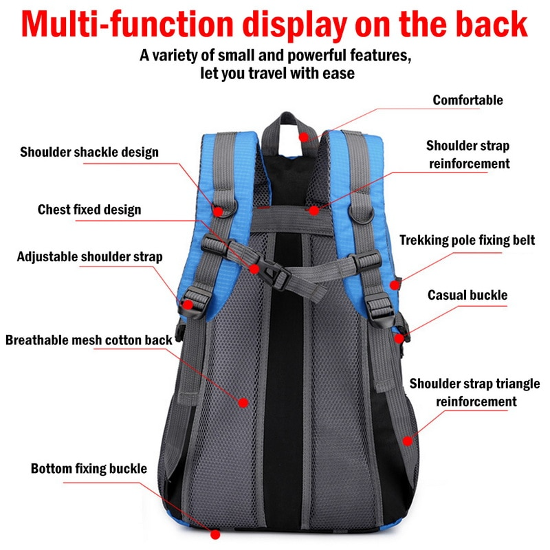 40L Men Women Travel Backpack Rucksack Camping Laptop Hiking School