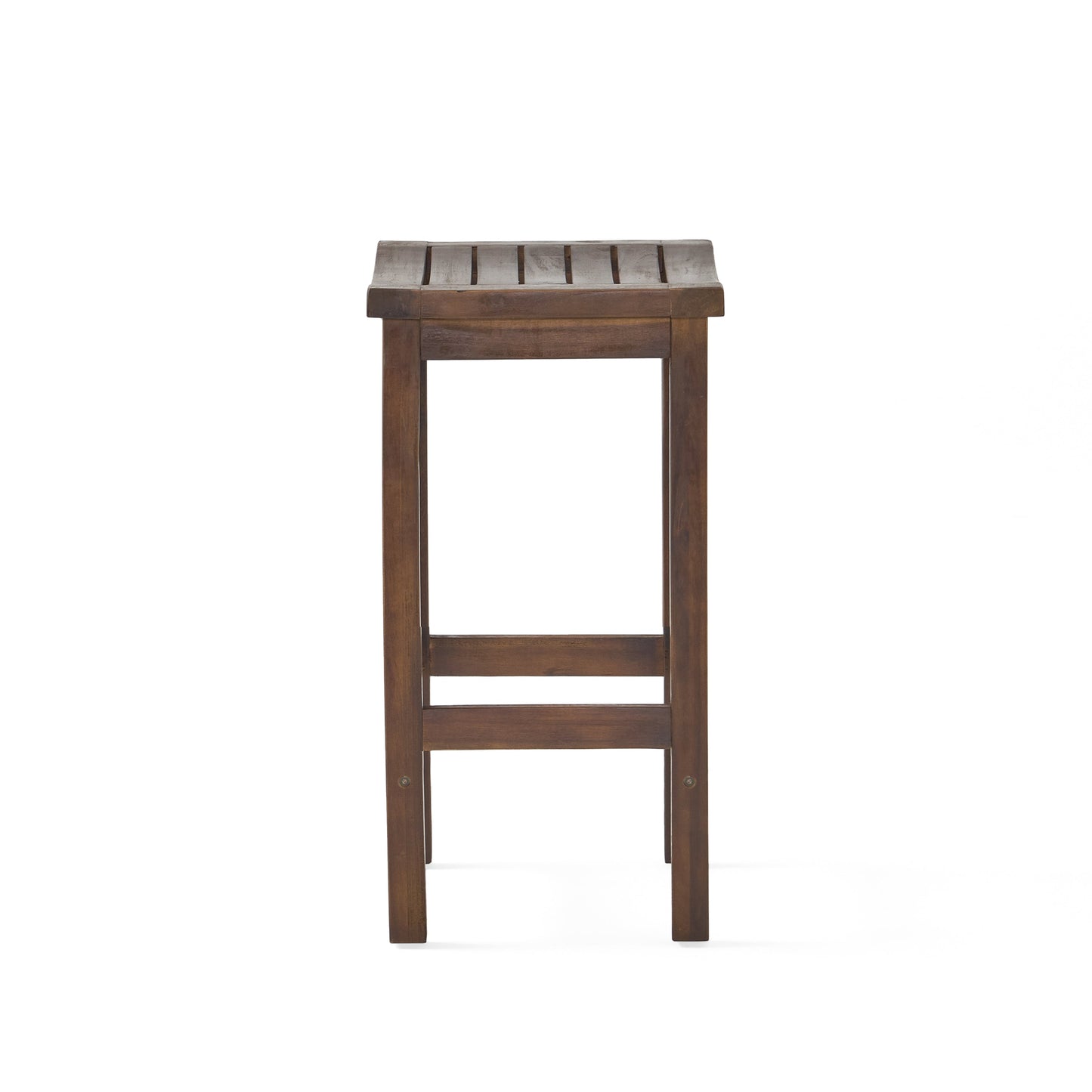 Outdoor Acacia Wood Counter Height Barstool, Set of 2, Mahogany Brown