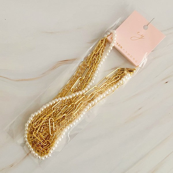 Stylish Multi Chain Pearl Necklace