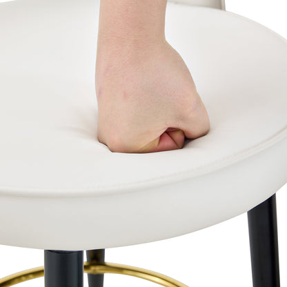 360 ° rotatable bar chair.Modern White PU comfortable upholstered bar